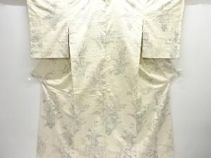 草花模様手織り紬付け下げ着物